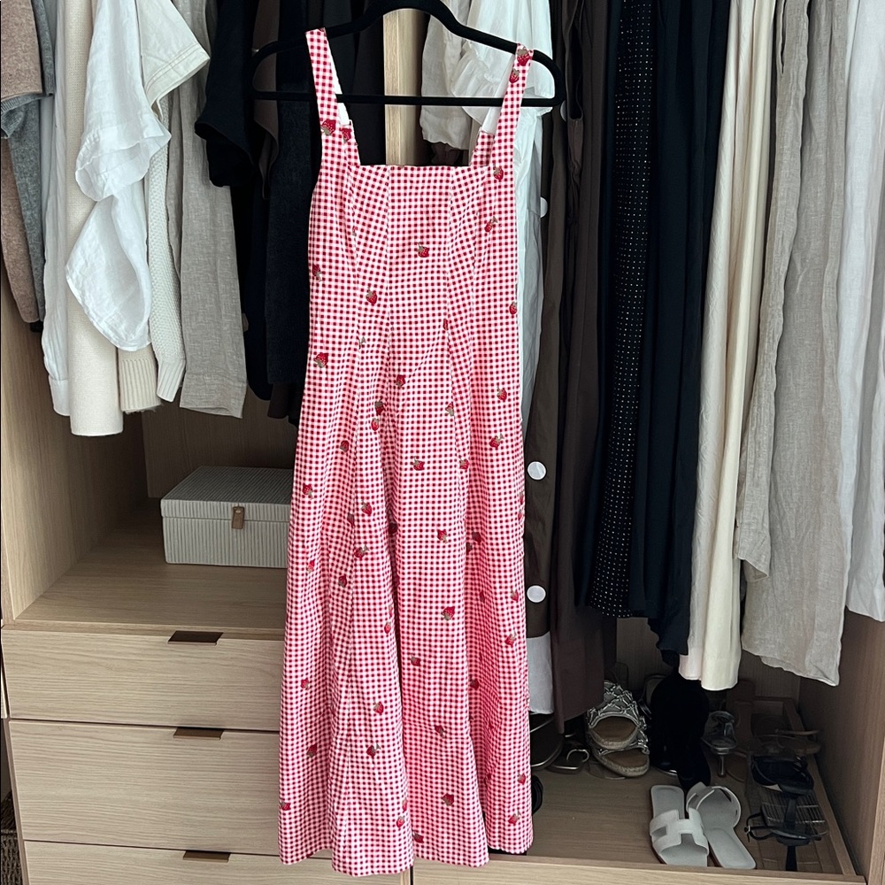 Abercrombie & Fitch Mila Midi Dress Red Gingham Size XS - Picture 4 of 8
